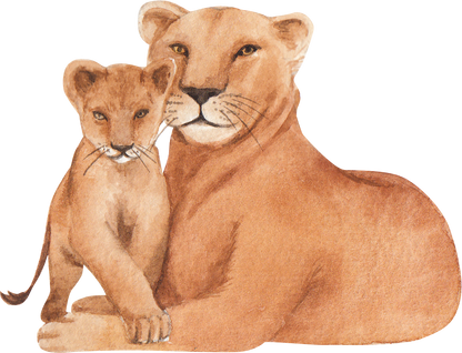 Lioness and Cub Wildlife Animal  